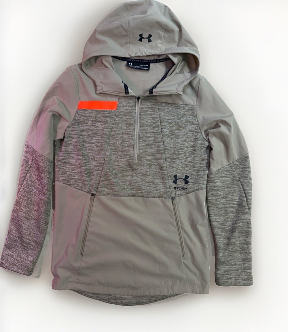 Under Armour Women’s Fitted Tan Quarter Zip Pullover Hooded Cold Gear Sz S (d19
